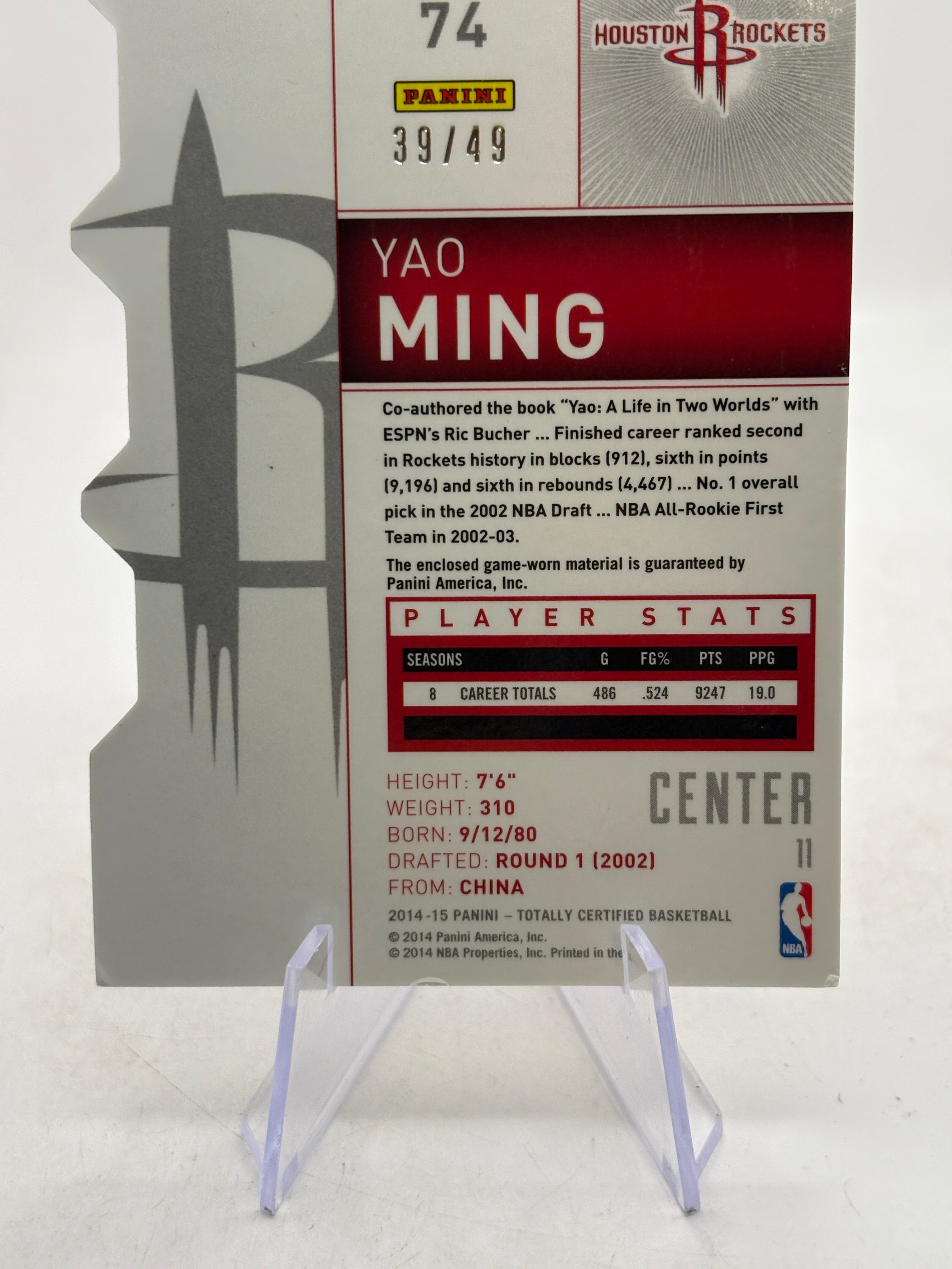2014-15 Panini Totally Certified Basketball #74 Yao Ming /49